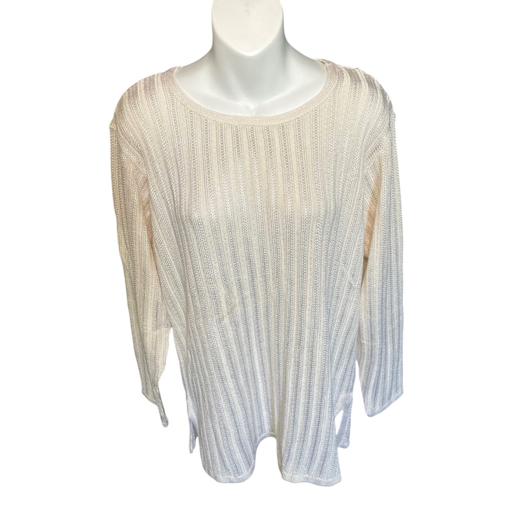 VTG Diane Von Furstenberg Ribbed Knit Crewneck Sweater XS Oversized Made USA